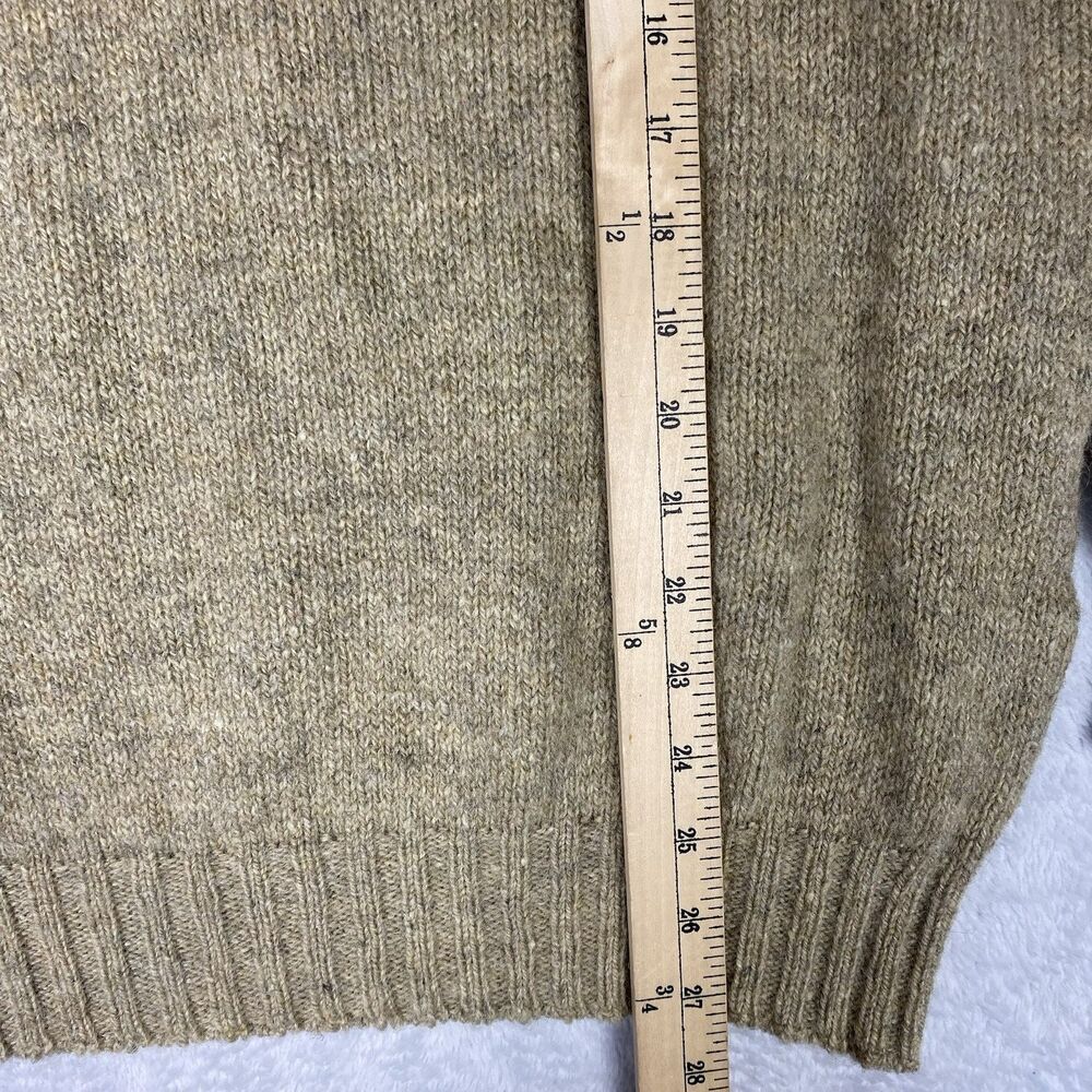 Vintage Eddie Bauer Mens M Wool Sweater Fair Isle Nordic Tan/Navy USA Crewneck - Picture 6 of 8
